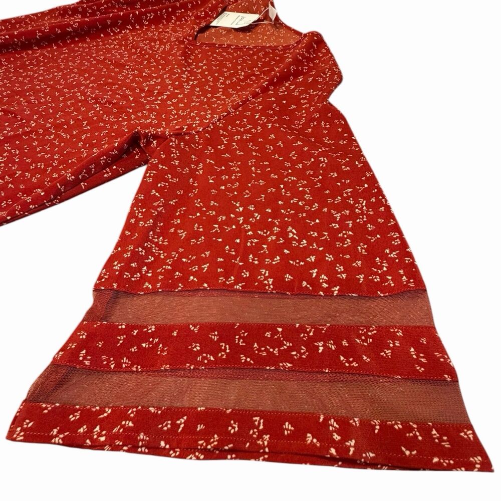 Plus Size Floral Dress Womens 2XL Red Ditsy Boho Tunic NWT Cottagecore Hippie - Picture 7 of 11